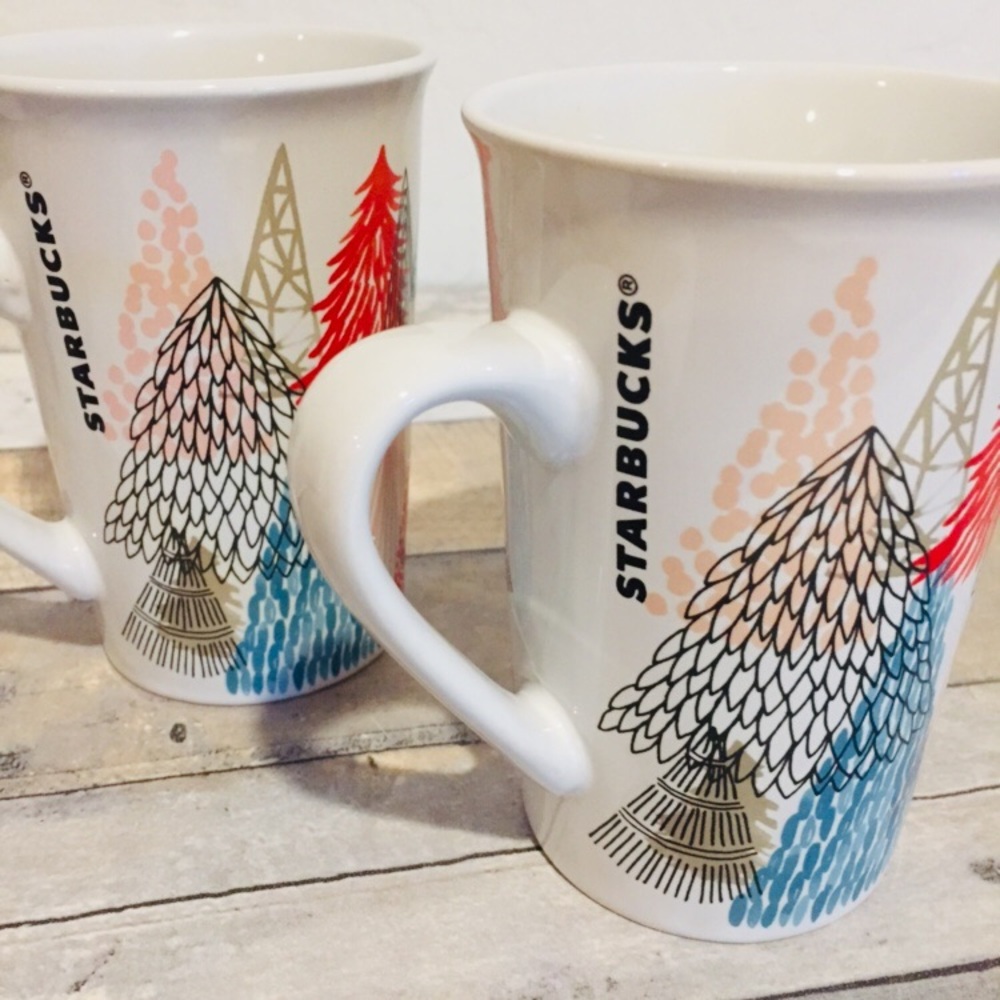 Starbucks Christmas Tree Mugs | 11 oz | 2 Pcs